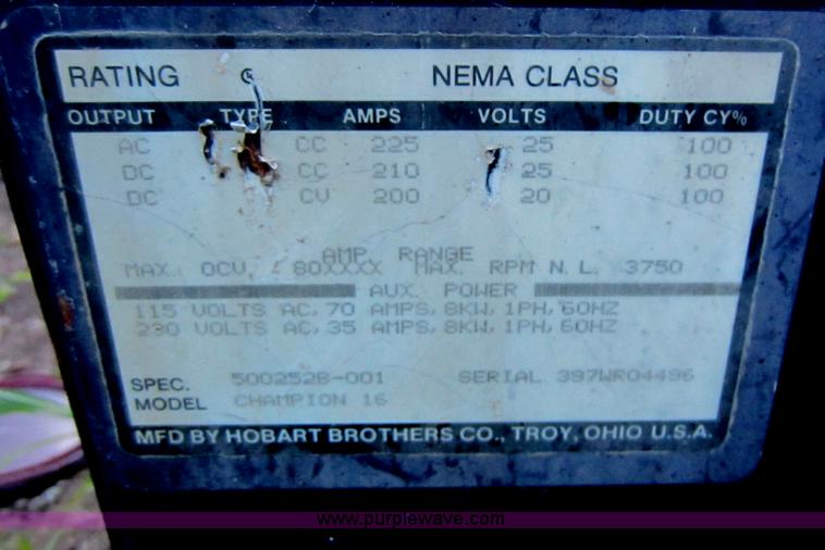 image for item V9106 Hobart Champion 16 welder/generator