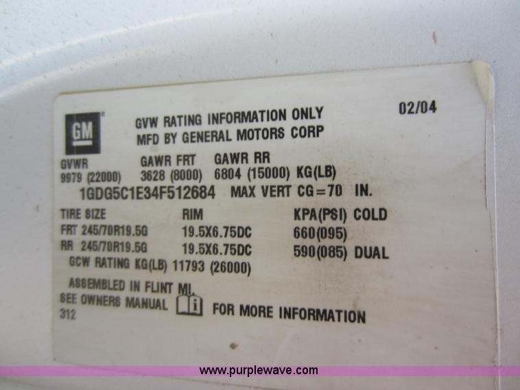 image for item D5543 2004 GMC C5500 dump truck