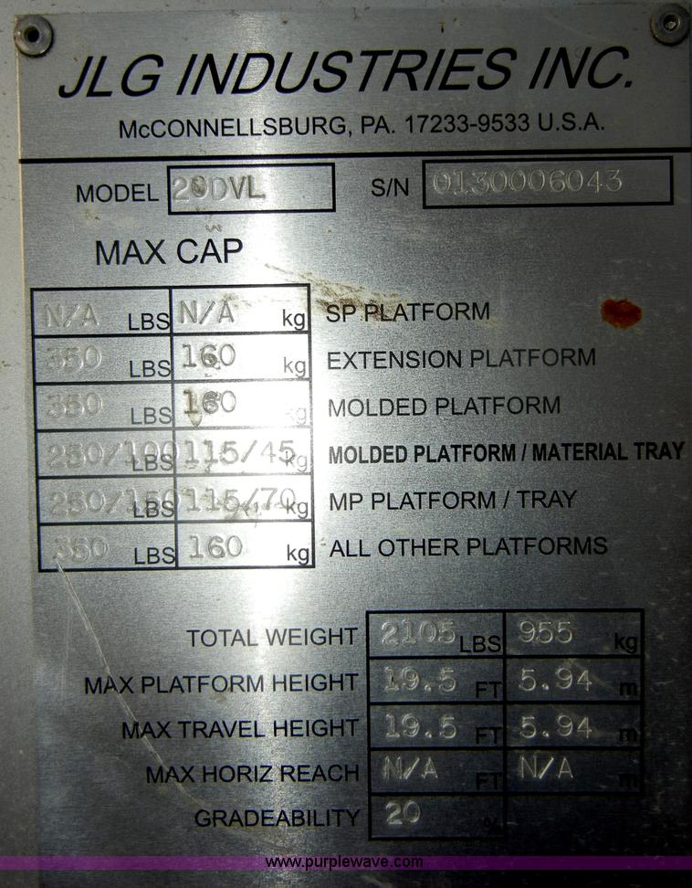 image for item N9758 2004 JLG J6043 electric lift