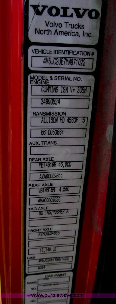 image for item B6367 2000 Volvo WG semi truck