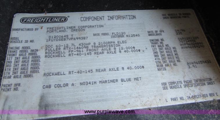 image for item C2535 1997 Freightliner FLD120 semi truck