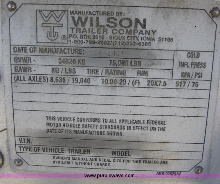image for item C2537 2008 Wilson DWH500  PaceSetter 50' grain trailer