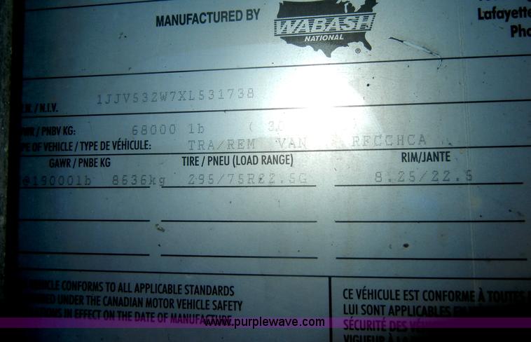 image for item D4128 1999 Wabash 53' refrigerated trailer