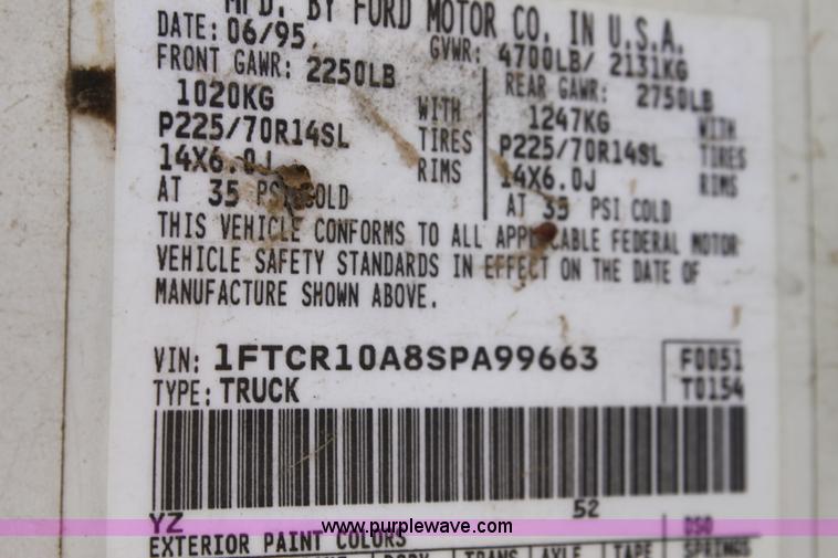 image for item D5126 1995 Ford Ranger pickup truck