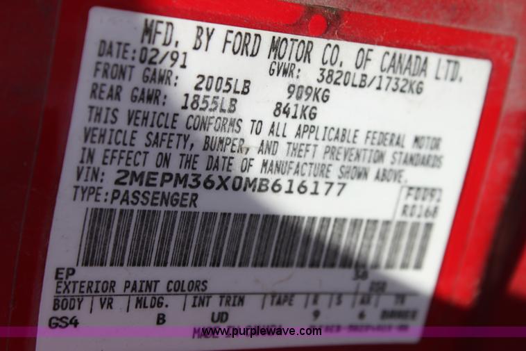 image for item D5139 1991 Mercury Topaz GS