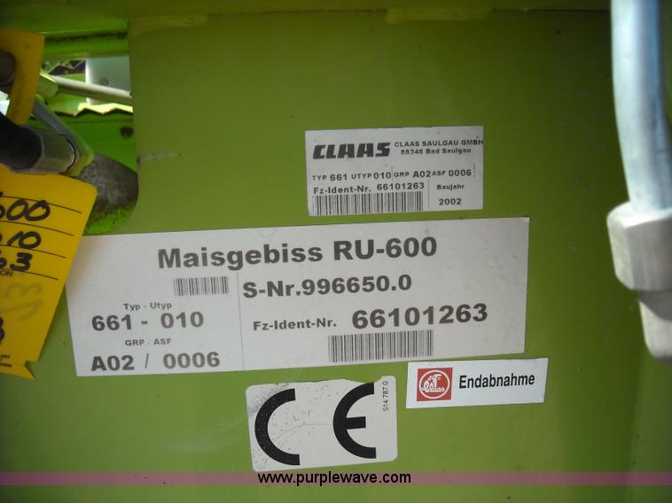image for item B1344 Claas RU600 eight row rotary forage head