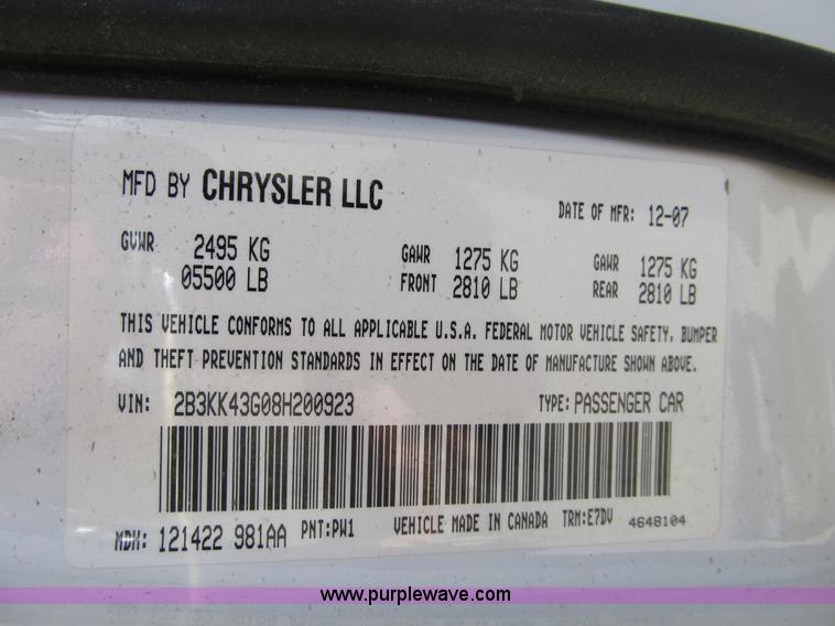 image for item B2726 2008 Dodge Charger