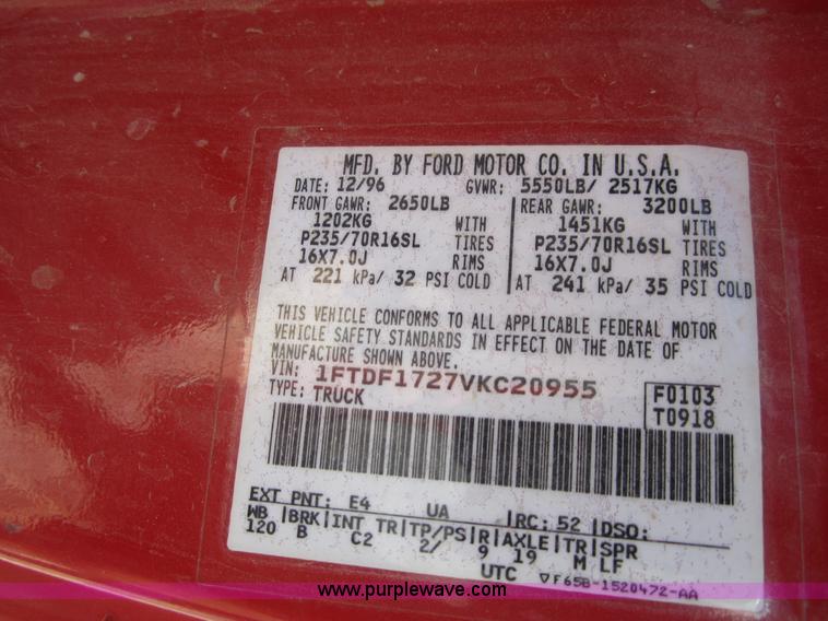 image for item B3267 1997 Ford F150 pickup truck