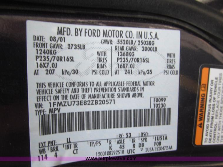 image for item B5149 2002 Ford Explorer XLT SUV