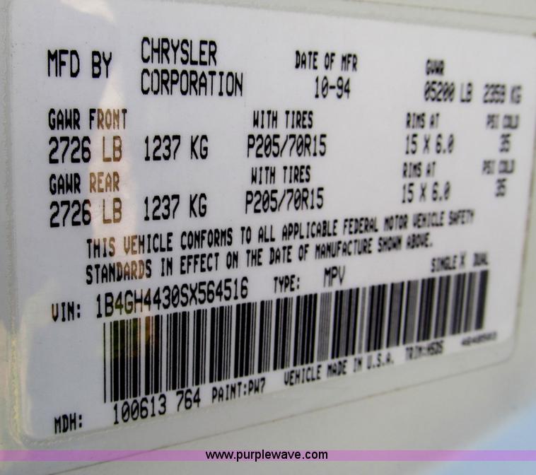 image for item C2210 1995 Dodge Grand Caravan SE van