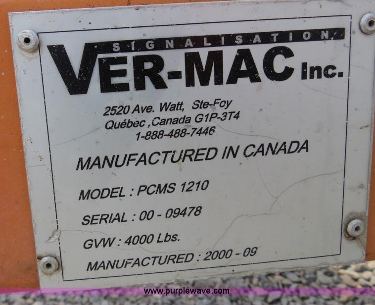 image for item B2370 2000 Ver-Mac PCMS-1210 portable message board