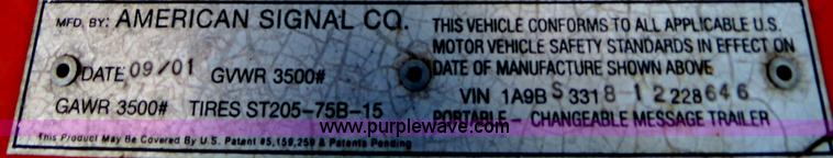 image for item B2371 2001 AMSIG CMS-T331 portable message board