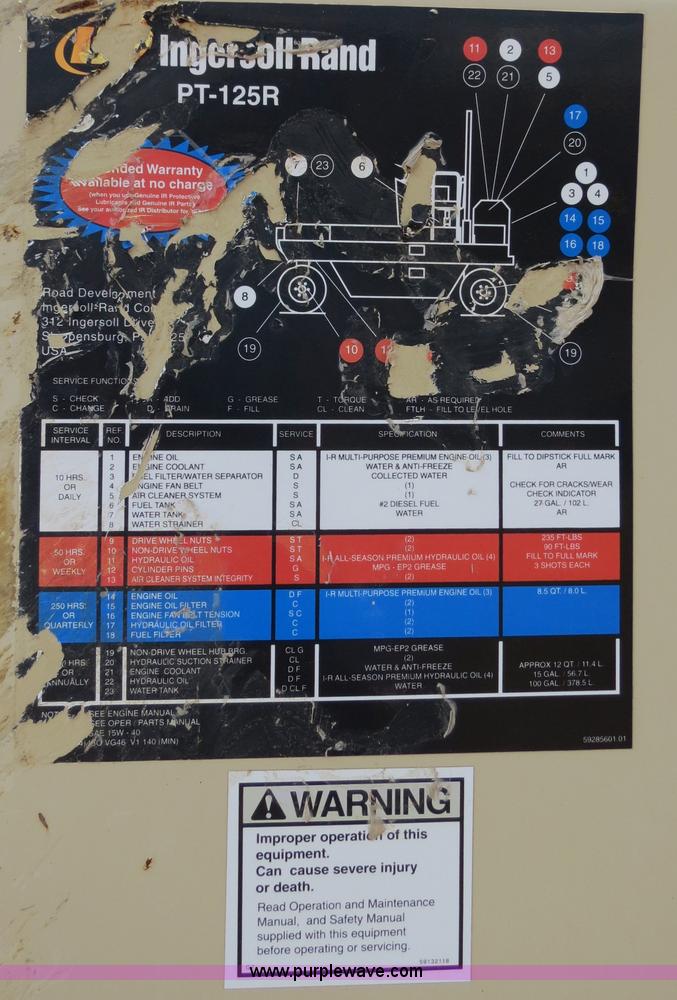 image for item B2389 2006 Ingersoll Rand PT-125R pneumatic roller