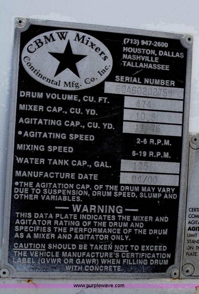 image for item B6761 2000 Western Star 4864FX concrete mixer truck