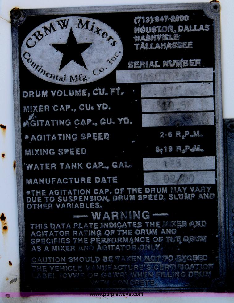 image for item B6765 2000 Western Star 4964FX concrete mixer truck