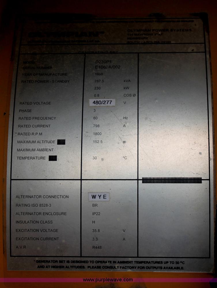 image for item C2518 1999 Caterpillar Olympian D230P1 generator