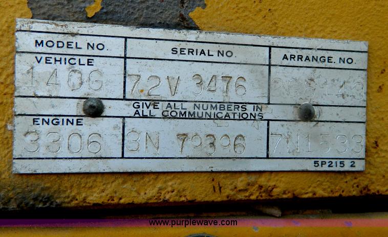 image for item B3699 1979 Caterpillar 140G motor grader