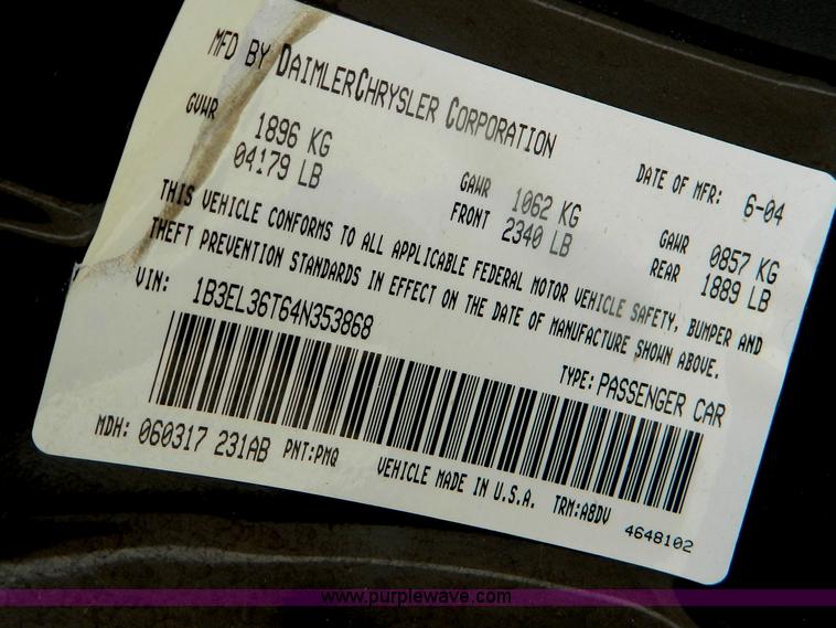 image for item B3769 2004 Dodge Stratus