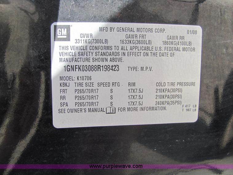 image for item C2568 2008 Chevrolet Tahoe LS SUV