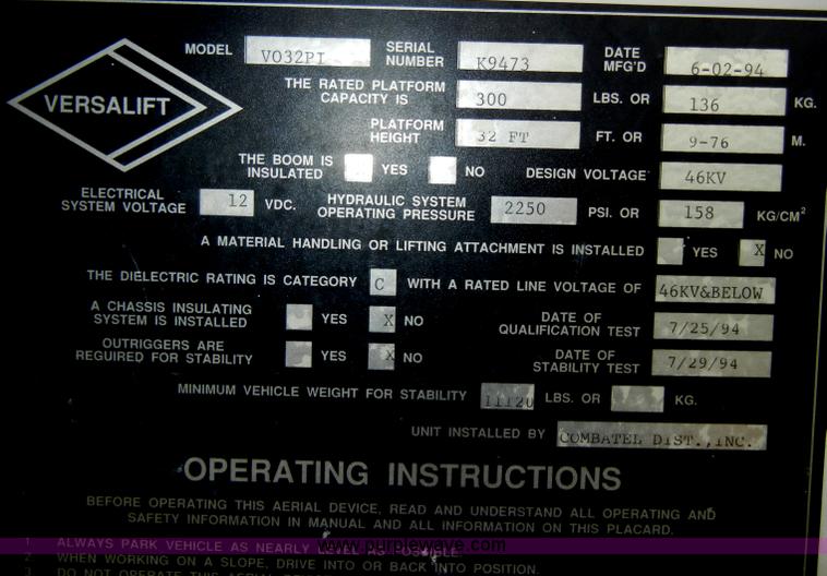 image for item D4139 1994 Ford F450 Super Duty crane truck