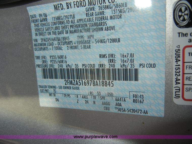 image for item D4154 2007 Ford Freestar SE mini van