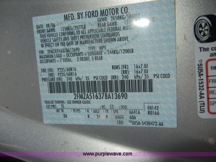 image for item D4271 2007 Ford Freestar SE mini van