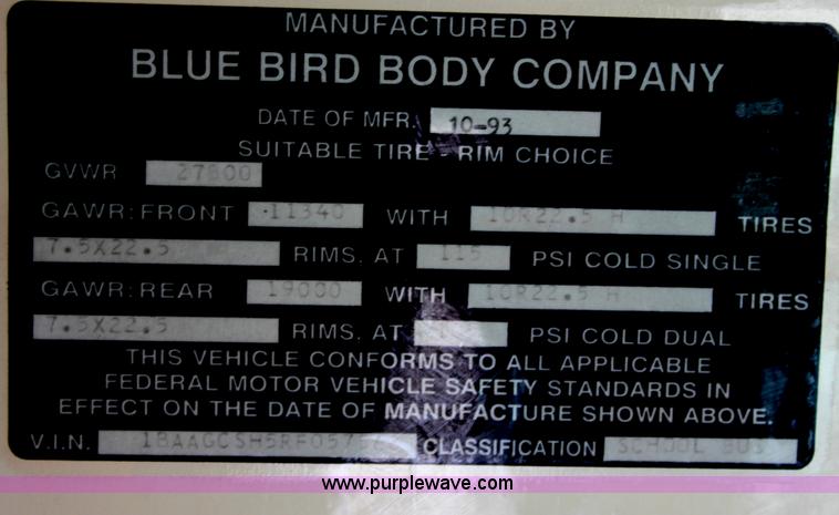 image for item D5188 1994 Blue Bird school bus