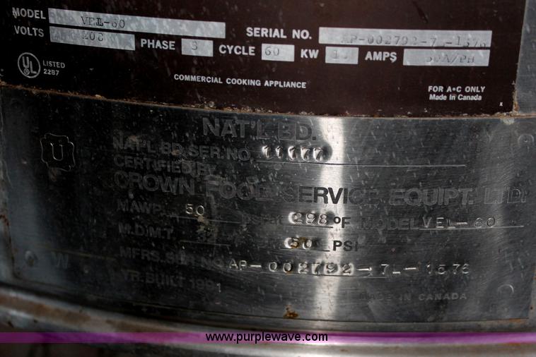 image for item L9810 Vulcan VEL-60 kettle