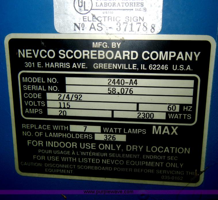 image for item N9857 Nevco scoreboard