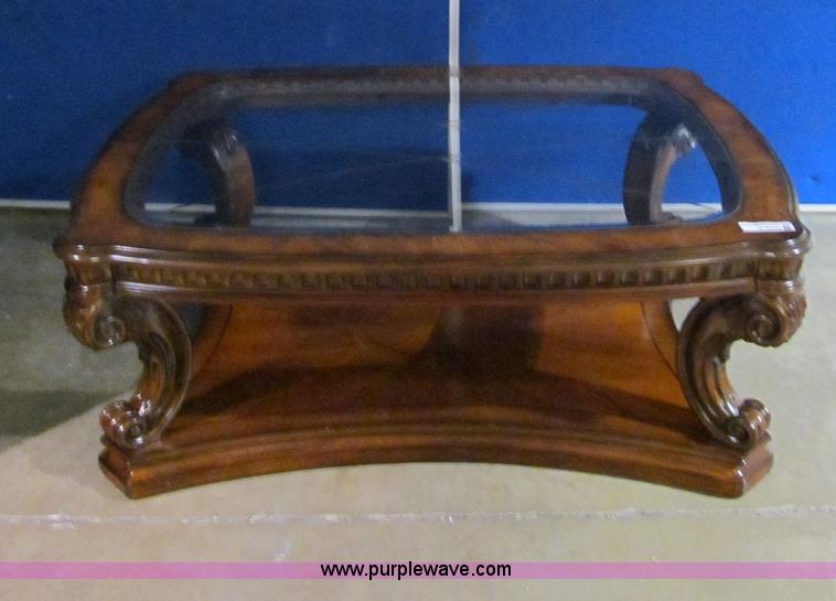 image for item S9300 Wooden coffee table with glass insert
