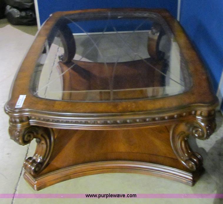 image for item S9300 Wooden coffee table with glass insert