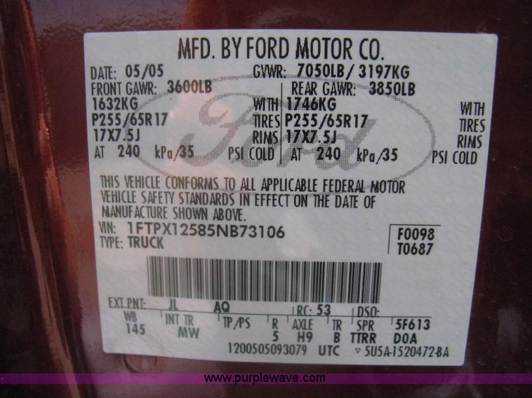 image for item A6449 2005 Ford F150 XLT extended cab pickup truck