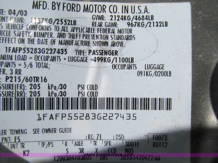 image for item A8326 2003 Ford Taurus SES