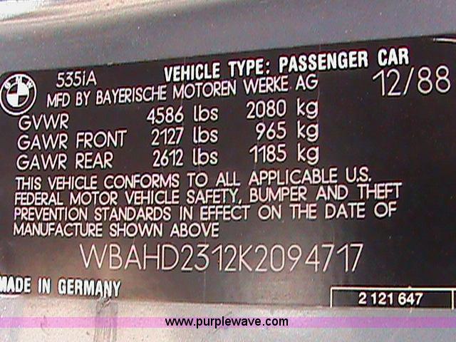 image for item B1270 1989 BMW 535I