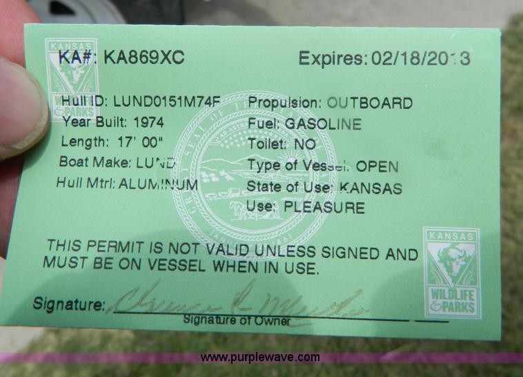 image for item B3773 1974 Lund 17' aluminum boat