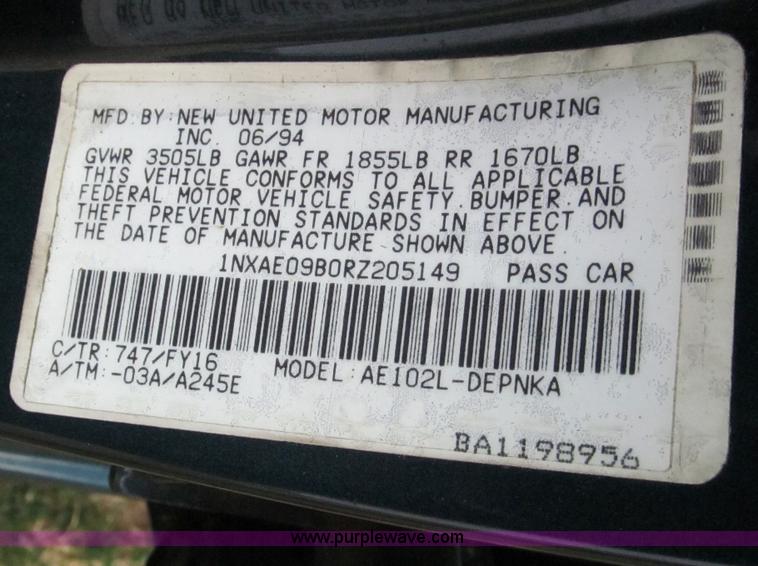 image for item C2281 1994 Toyota Corolla