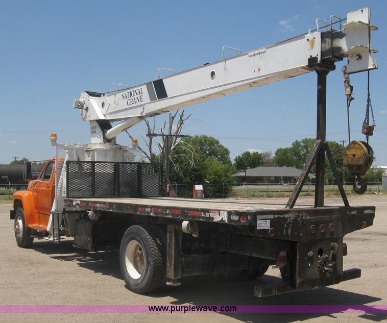 image for item A6428 1990 Ford F800 flatbed crane truck