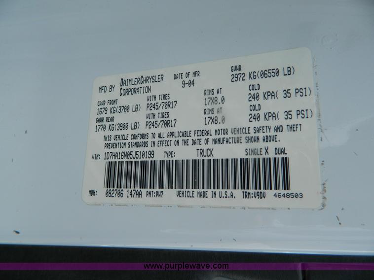 image for item B3750 2004 Dodge Ram 1500 pickup truck