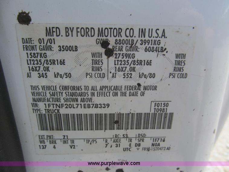 image for item B5150 2001 Ford F250 XL Super Duty pickup truck