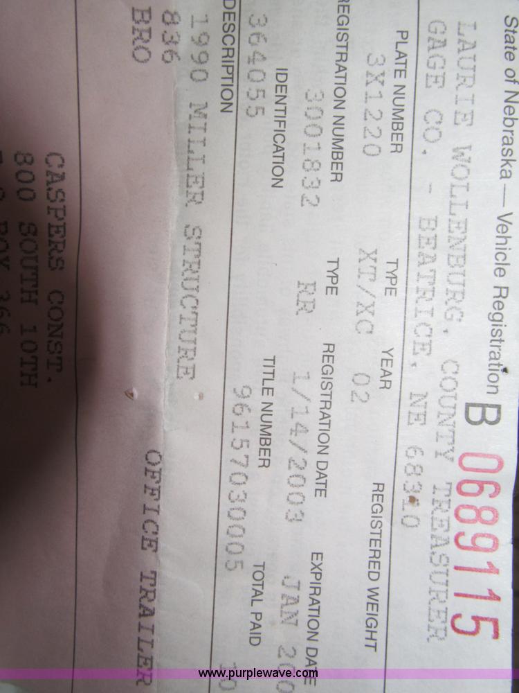 image for item B5152 1990 Miller 32' mobile office trailer