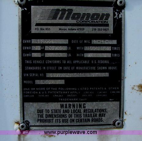 image for item B1347 1986 Monon 45' storage semi trailer