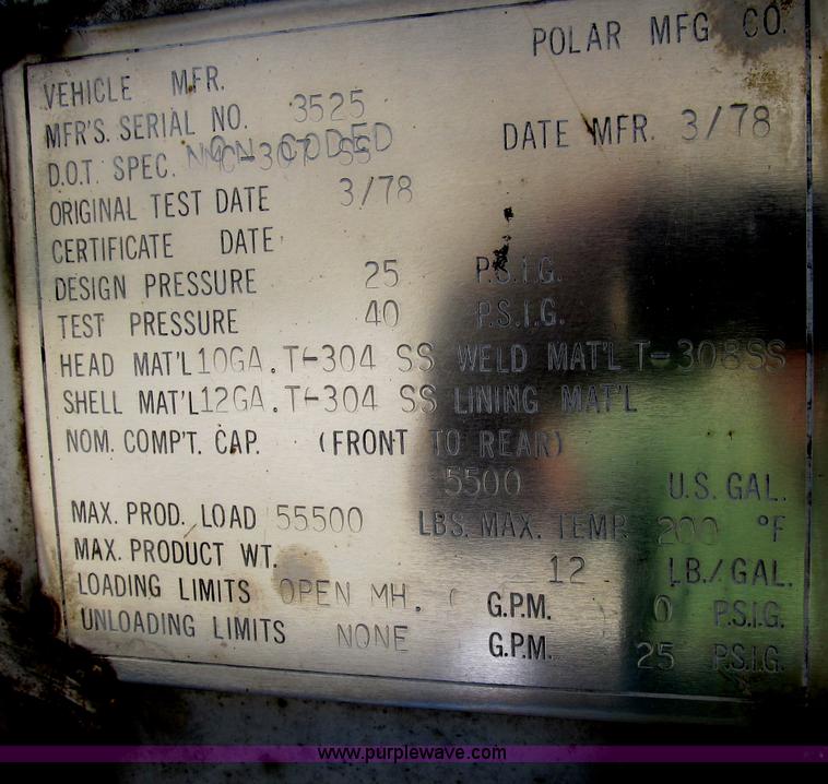 image for item B2735 1978 Polar 40' tanker trailer