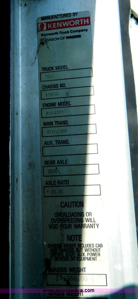 image for item B3775 1996 Kenworth T600 semi truck