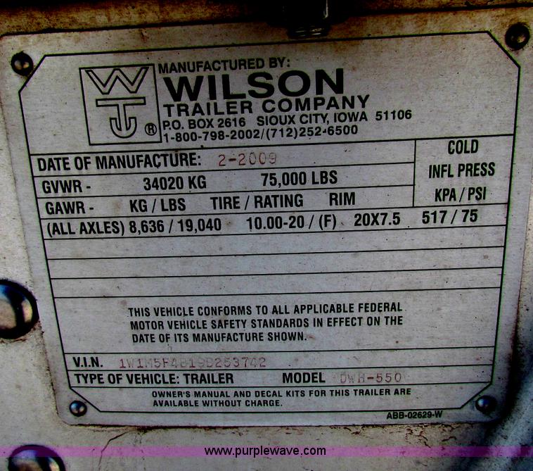 image for item B7316 2009 Wilson Pacesetter PW550 47' grain trailer