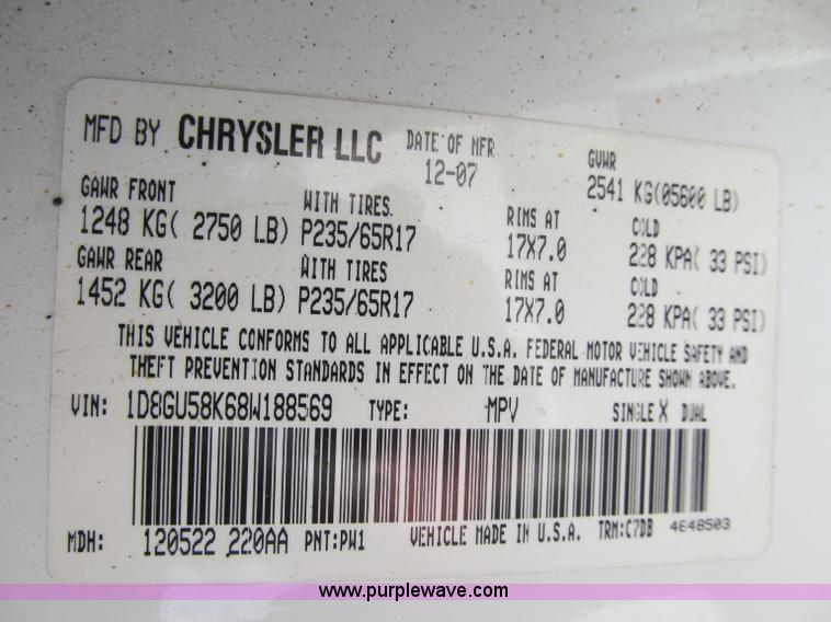 image for item A8410 2008 Dodge Nitro SLT SUV