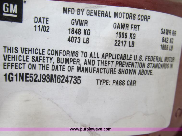 image for item B2743 2003 Chevrolet Malibu LS