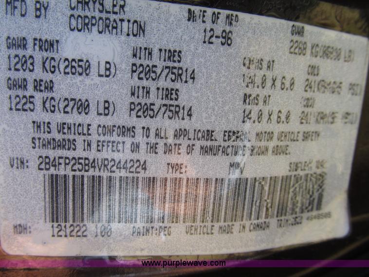 image for item B2748 1997 Dodge Caravan mini van