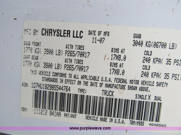 image for item B2755 2008 Dodge Ram 1500 Big Horn Edition quad cab pickup truck