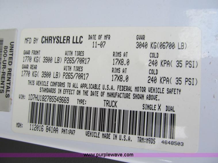 image for item I9777 2008 Dodge Ram 1500 SLT Quad Cab pickup truck