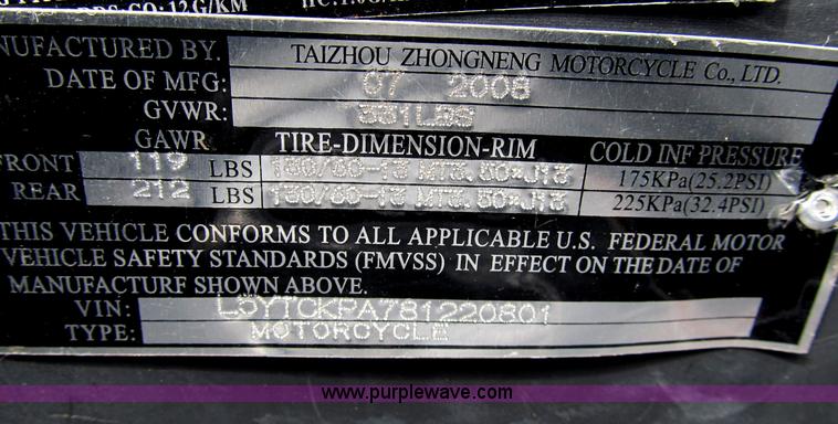 image for item K9296 2008 Znen RCX150R moped